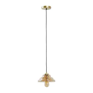 ValueLights Aurelian Gold Ceiling Light Pendant and E27 Pear LED 4W Warm White 2700K Bulb