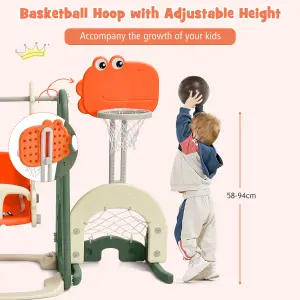 Costway Toddler Slide and Swing Set 6 in 1 Kids Climber Basketball Football Golf Playset