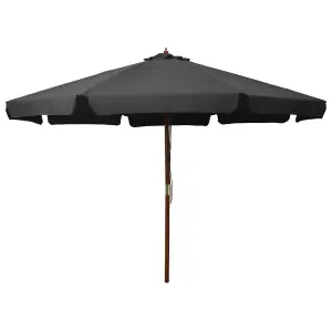 Berkfield Outdoor Parasol with Wooden Pole 330 cm Anthracite