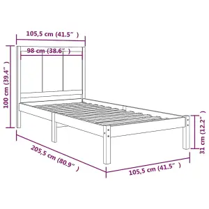 Berkfield Bed Frame Solid Wood Pine 100x200 cm