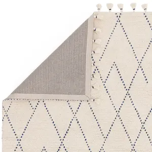 Cream Kilim , Modern , Wool Geometric Easy to Clean Rug for Living Room, Bedroom - 160cm X 230cm