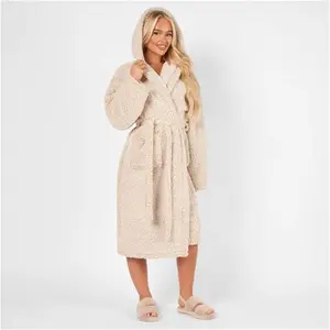 Brentfords Teddy Marl Dressing Gown - Natural