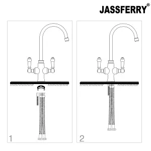 JASSFERRY Kitchen Mixer Tap Elegant White Ceramic Dual Lever Monobloc Sink Faucet Chrome