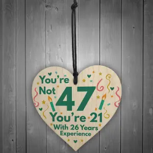 Red Ocean Funny Birthday Gifts For Women Novelty 47th Birthday Gift For Men Wooden Heart Sign Funny Birthday Card