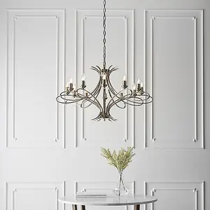 Luminosa Penn 12 Light Chandelier Brushed Brass Effect Plate Finish, E14