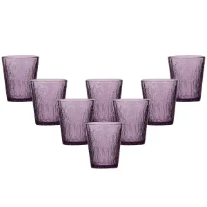 Set of 8 Vintage Luxury Lavender Embossed Drinking Glass Tumblers