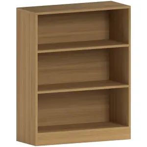 Vida Designs Cambridge Oak 3 Tier Low Bookcase Freestanding Shelving Unit (H)750mm (W)600mm (D)240mm