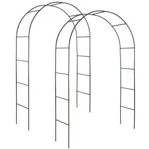 Garden Arch Set of 2 - steel rose arches, 140 x 40 x 240 cm - green