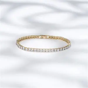 18K Gold Vermeil Diamond Set 0.57Ct Tennis Bracelet