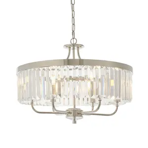 Luminosa Ascoli 6 Light Ceiling Pendant Bright Nickel Plate & Clear Cut Glass