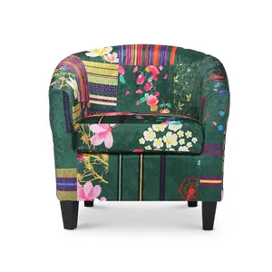 Fabric Green Patchwork Tricia Tub Chair