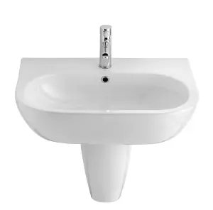 Cooke & Lewis Helena White Oval Semi-pedestal Basin (H)50cm (W)58cm