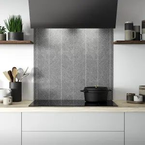 Splashwall Alloy Grey Herringbone Aluminium Splashback, (H)800mm (W)900mm (T)4mm