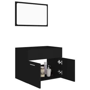 Berkfield 2 Piece Bathroom Furniture Set Black Engineered Wood