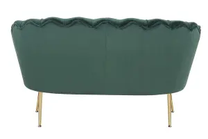 2 Seater Loveseat Small Sofa in Velvet Bottle Green Fabric