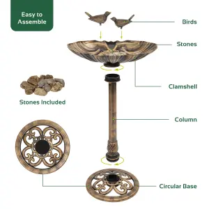 GardenKraft 23940 Clam Shell Design Bird Bath