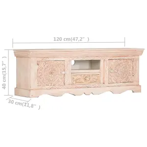 Berkfield TV Cabinet White 120x30x40 cm Solid Mango Wood