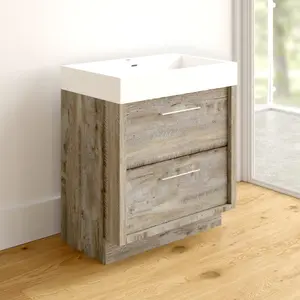 Walker 750mm Single Bathroom Vanity with Integrated Resin Basin Light Sawn Oak