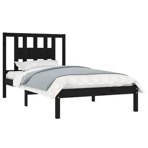 Berkfield Bed Frame Black Solid Wood Pine 100x200 cm