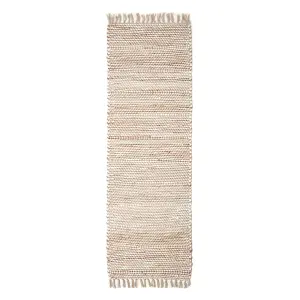 Homescapes Horizon Neutral Chevron Hemp Chindi Rug, 66 x 200 cm