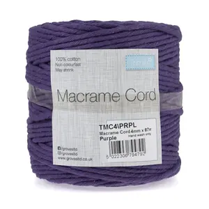 Trim: Macramé Cord: Cotton: 87m x 4mm: 0.5kg: Purple