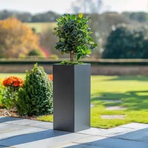 100cm Zinc Matte Grey Tall Square Planter