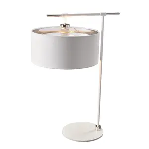 Elstead Balance 1 Light Table Lamp White, Polished Nickel, E27