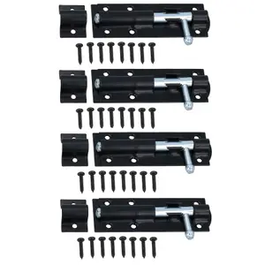 100mm Tower Bolt Shoot Bolt Sliding Latch Catch Shed Gate Garage Door 4pk