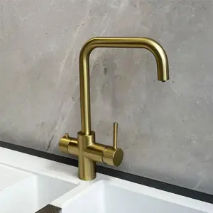 Liquida EBT311BR 3 In 1 Brushed Brass Kitchen Instant Boiling Hot Water Tap