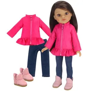 Sophia's - 14.5" Doll - Hot Pink Puffy Coat, Blue Jeggings & Pink Suede Boots