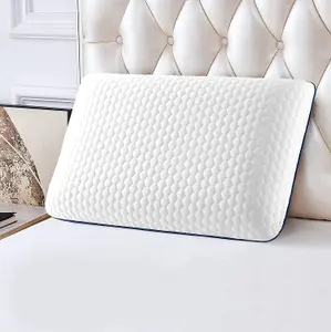 Bedbric Cooling Gel Infused Orthopedic Memory Foam Pillow Cream White For Side, Stomach, and Back Sleepers