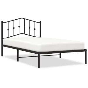 Berkfield Metal Bed Frame without Mattress with Headboard Black 107x203cm