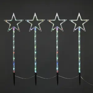 Colour changing LED Assorted Stars Freestanding & wall-mounted Silhouette, Set of 4