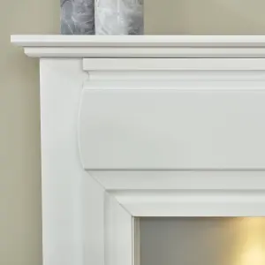 Adam Honley Fireplace in Pure White & Grey with Downlights, 48 Inch