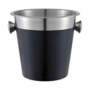 Buckingham Stainless Steel Champagne / Wine Bottle  Bucket  21.5 cm / 4.8 Litre, black finish