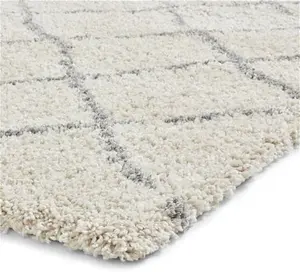 Think Rugs Scandi Berber G257 Rug, Moroccan, Size: 120cm X 170cm (4ft X 5.5Ft), Scandi Berber G257 Cream Grey