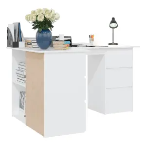 Berkfield Corner Desk White 145x100x76 cm Engineered Wood