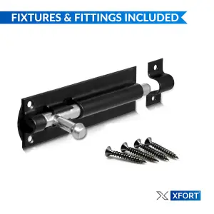 XFORT 2 Pack Heavy Duty Tower Bolt Black 100mm (4")