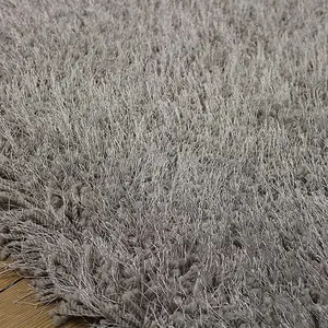 Handmade Modern Plain Silver Shaggy Sparkle Easy to clean Rug for Bed Room Living Room and Dining Room-100cm X 150cm