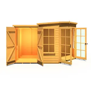 Shire Hampton Corner Summerhouse With Side Shed 7 Ft X 11 Ft