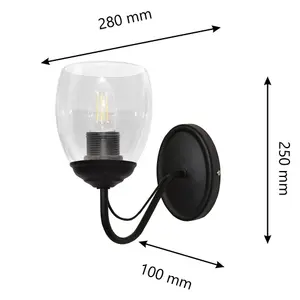 Luminosa Allena Wall Lamp Black, Transparent 10cm