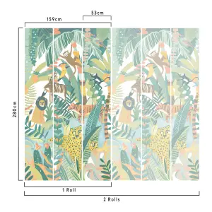 GoodHome Viridian Green Jungle Matt Mural