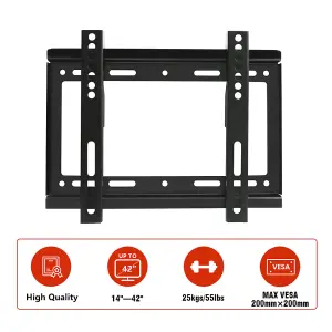 SunDaze 14"-42" Fixed TV Wall Bracket For LED LCD Plasma & Curved Screens