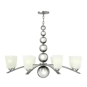 8 Bulb Chandelier Ceiling Light Highly Polished Nickel LED E27 60W