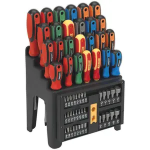 61-Piece Large Screwdriver and Nut Driver Set with Colour Coding and Storage Stand