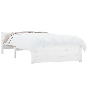 Berkfield Bed Frame White Solid Wood 75x190 cm Small Single