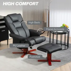 HOMCOM Reclining Armchair with Footstool and Adjustable Backrest, Black