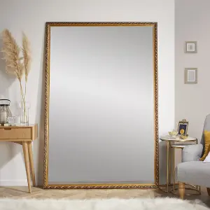 Leaner Mirror Harlington Antique Rectangular Shape with Gold Frame- H 205cm X W 140cm for Hanging in Bedroom or Living room