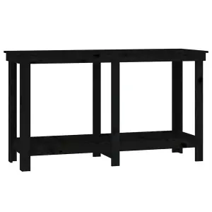 Berkfield Work Bench Black 140x50x80 cm Solid Wood Pine