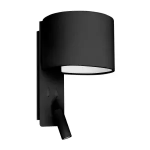 Luminosa Fold Wall Light Black with Shade 1x E27 with Reading Light 3W